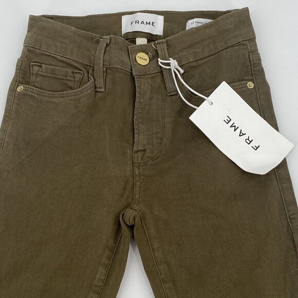 Frame Women’s Size 24 Le Skinny De Jeanne Green Coated Denim Jeans Surplus NWT - Picture 6 of 14